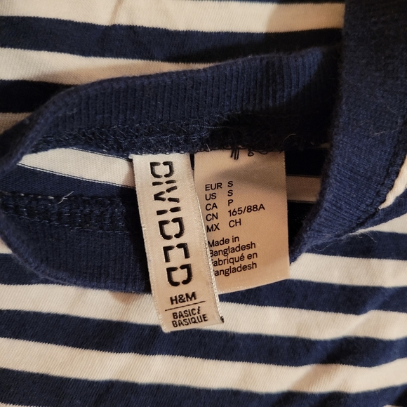 H&M Long Sleeve Shirt Stripped Cherry White Navy - Picture 6 of 7